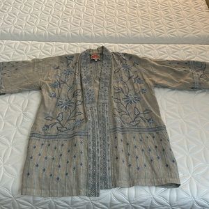 Johnny Was Linen Embroidered Kimomo